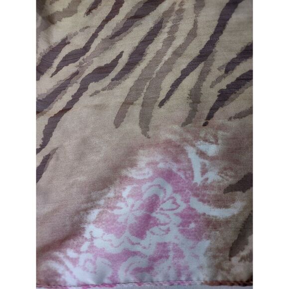 Animal Print and Pink Floral Polyester Chiffon Scarf 13" x 57" - Picture 5 of 6